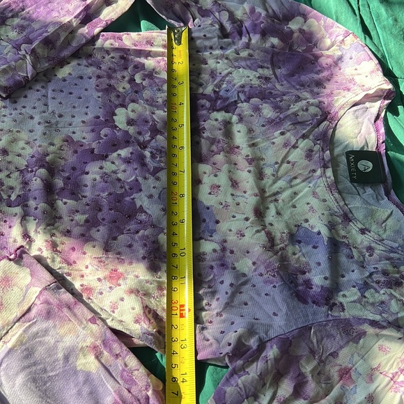 VINTAGE Anxiety Purple Floral Top Size Petite XS - Picture 4 of 6